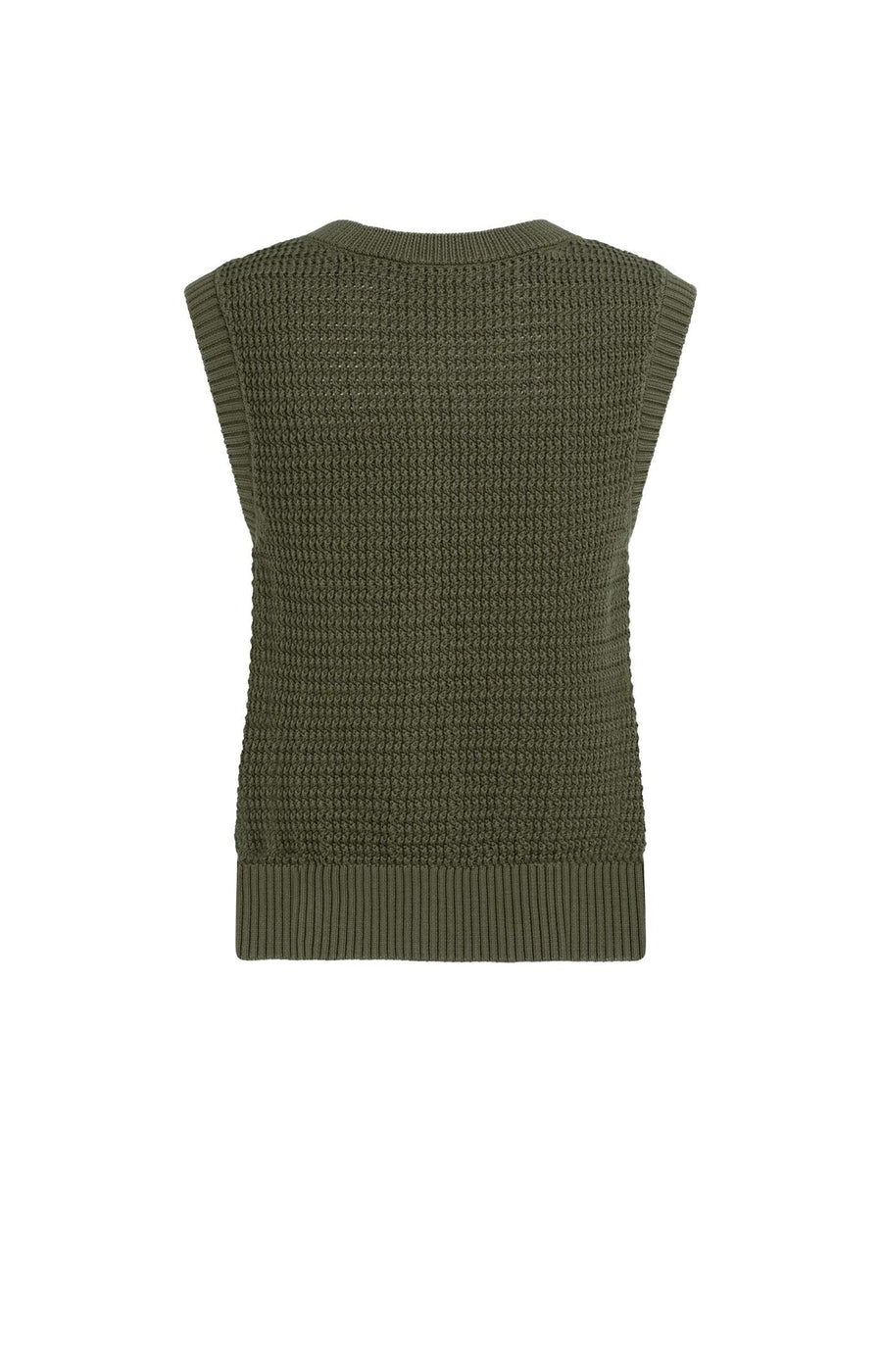 Yaya 01-010153 sleeveless textured cardi army green