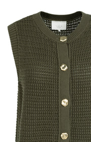 Yaya 01-010153 sleeveless textured cardi army green