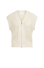 Yaya 01-010154 sleeveless mesh knit cardi cream