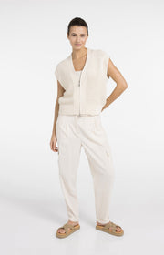 Yaya 01-010154 sleeveless mesh knit cardi cream