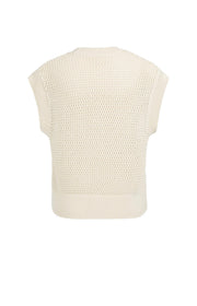 Yaya 01-010154 sleeveless mesh knit cardi cream