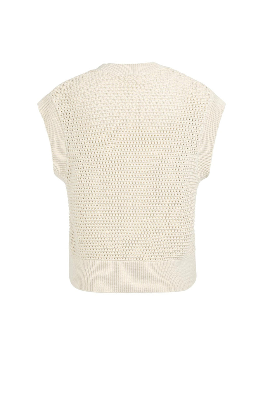 Yaya 01-010154 sleeveless mesh knit cardi cream