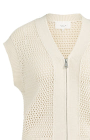 Yaya 01-010154 sleeveless mesh knit cardi cream