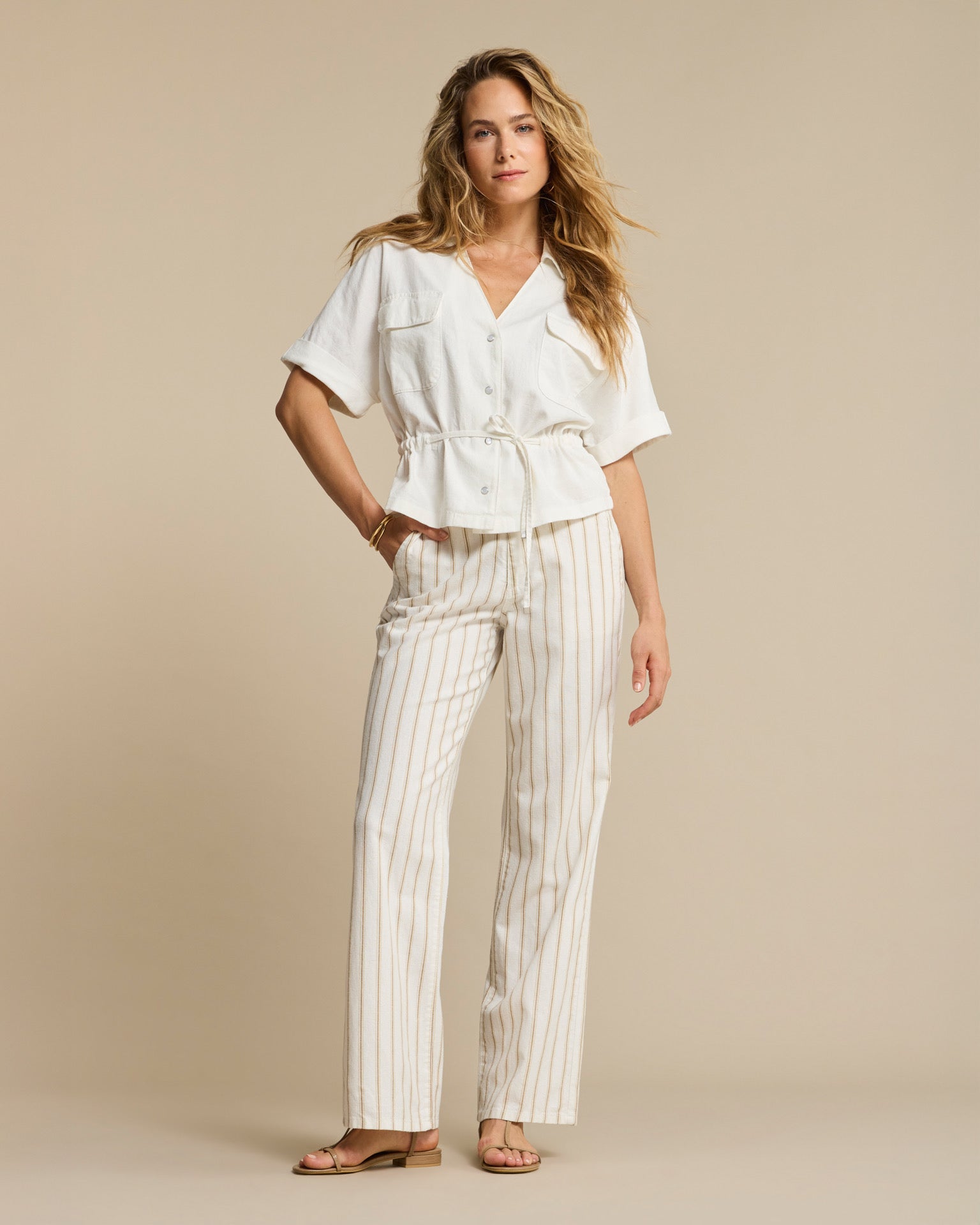 Red Button SRB4913A Drew drawstring linen off white