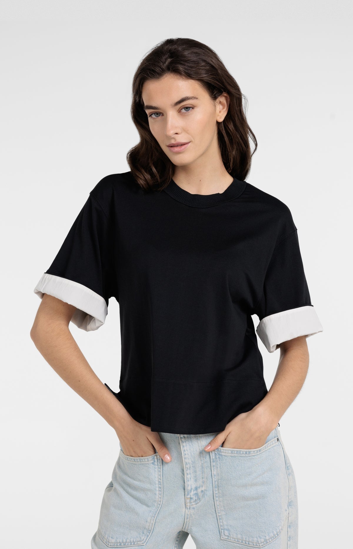 Yaya 01-709382 Jersey top with woven details