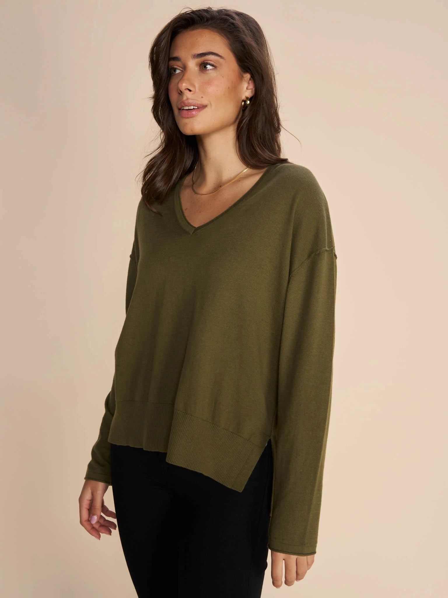 Mos Mosh Mmtani V Neck Knit Burnt Olive