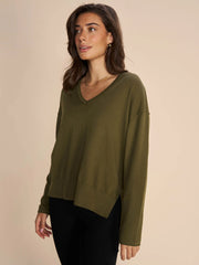 Mos Mosh Mmtani V Neck Knit Burnt Olive