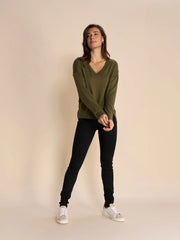 Mos Mosh Mmtani V Neck Knit Burnt Olive