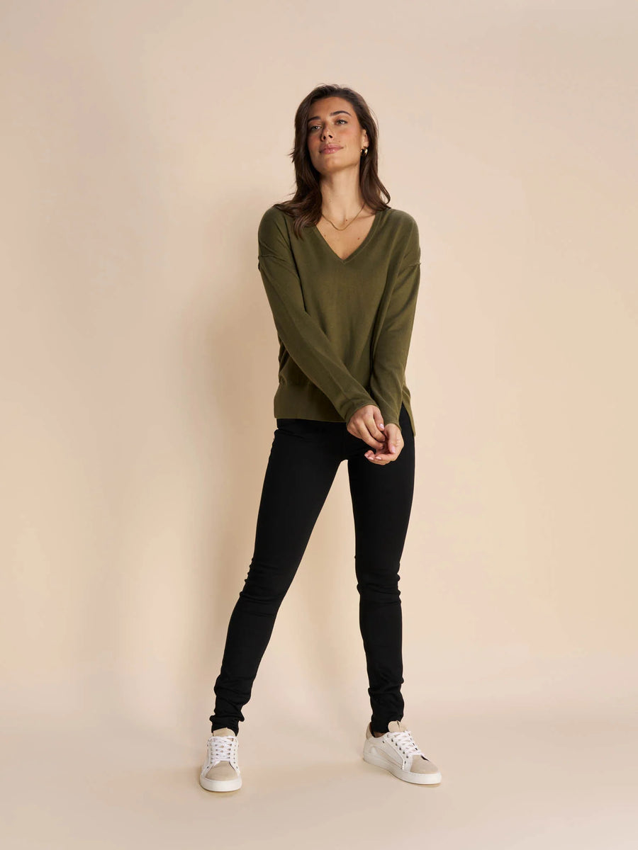 Mos Mosh Mmtani V Neck Knit Burnt Olive