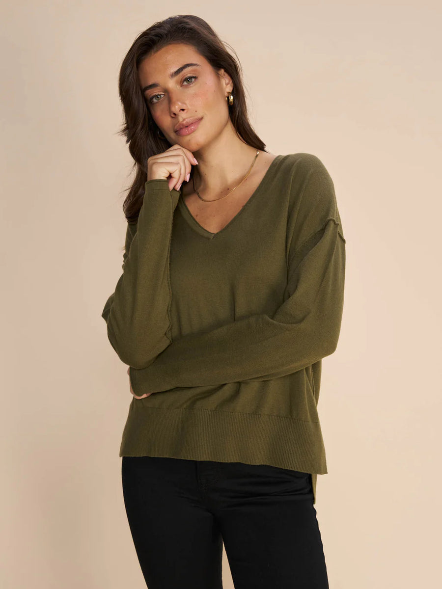 Mos Mosh Mmtani V Neck Knit Burnt Olive