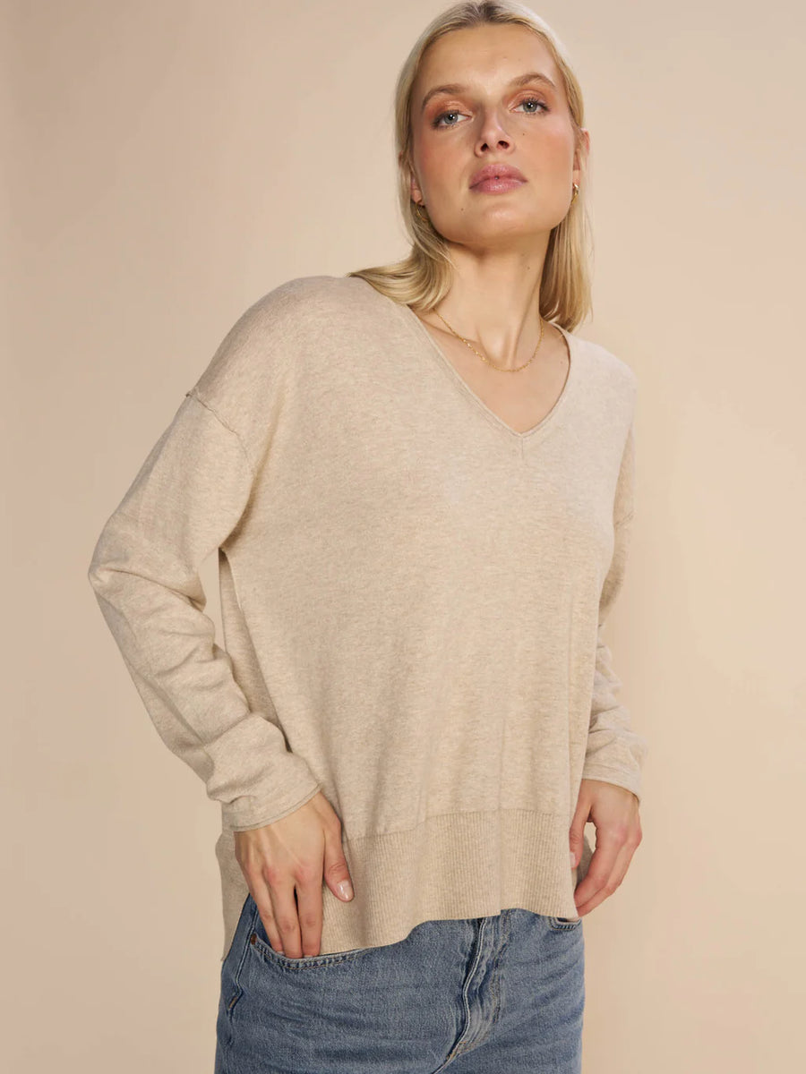 Mos Mosh Mmtani V Neck Knit Cement