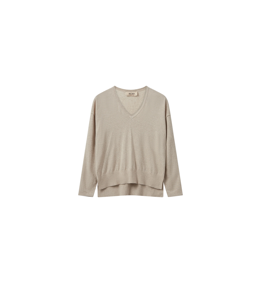Mos Mosh Mmtani V Neck Knit Cement