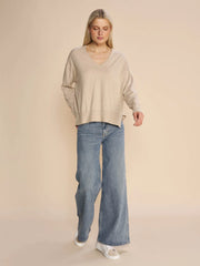 Mos Mosh Mmtani V Neck Knit Cement