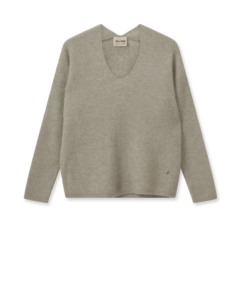Mos Mosh Mmthora V Neck Knit Feather Gray