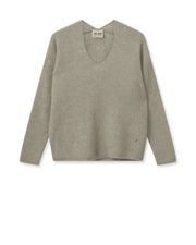 Mos Mosh Mmthora V Neck Knit Feather Gray