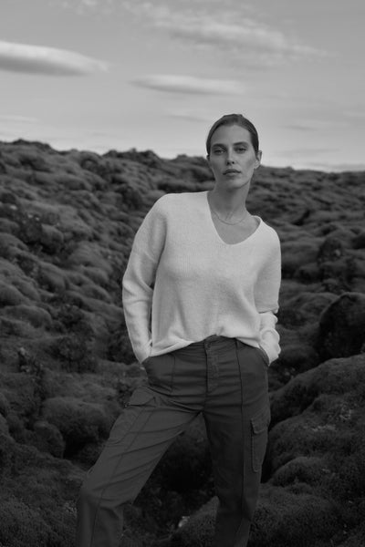 Mos Mosh Mmthora V Neck Knit Feather Gray