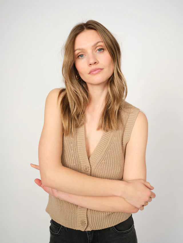 Mos Mosh MMKirby knit vest tan