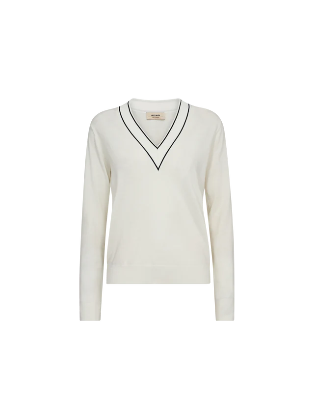Mos Mosh MMRelena prep V neck knit ecru