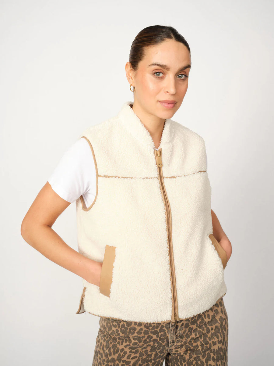 Mos Mosh MMRowe Teddy Waistcoat ecru