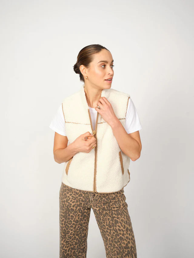 Mos Mosh MMRowe Teddy Waistcoat ecru