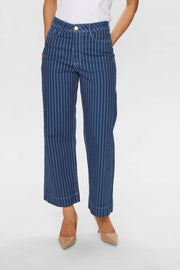 Numph Nuparis Cropped Jeans Stripe Blue