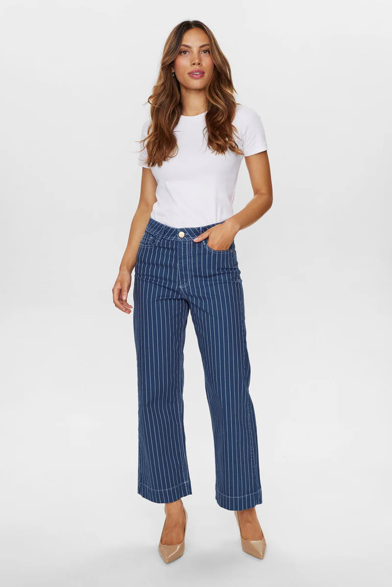Numph Nuparis Cropped Jeans Stripe Blue