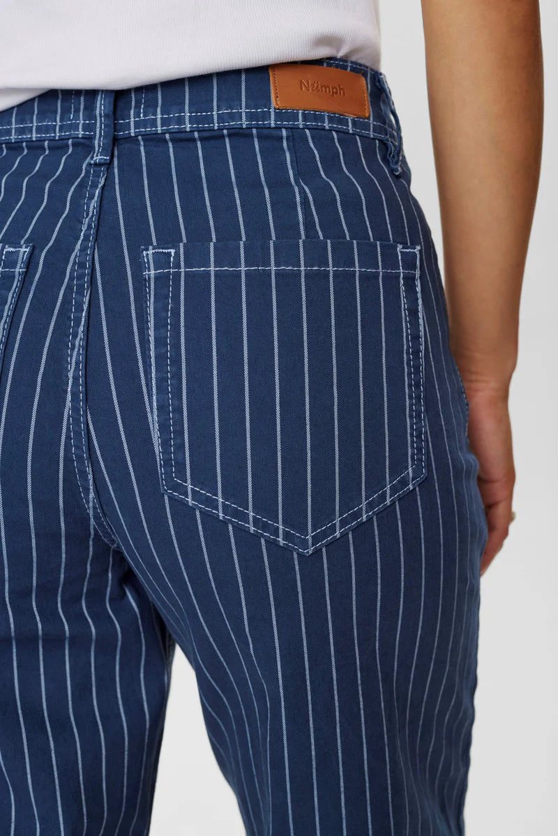 Numph Nuparis Cropped Jeans Stripe Blue