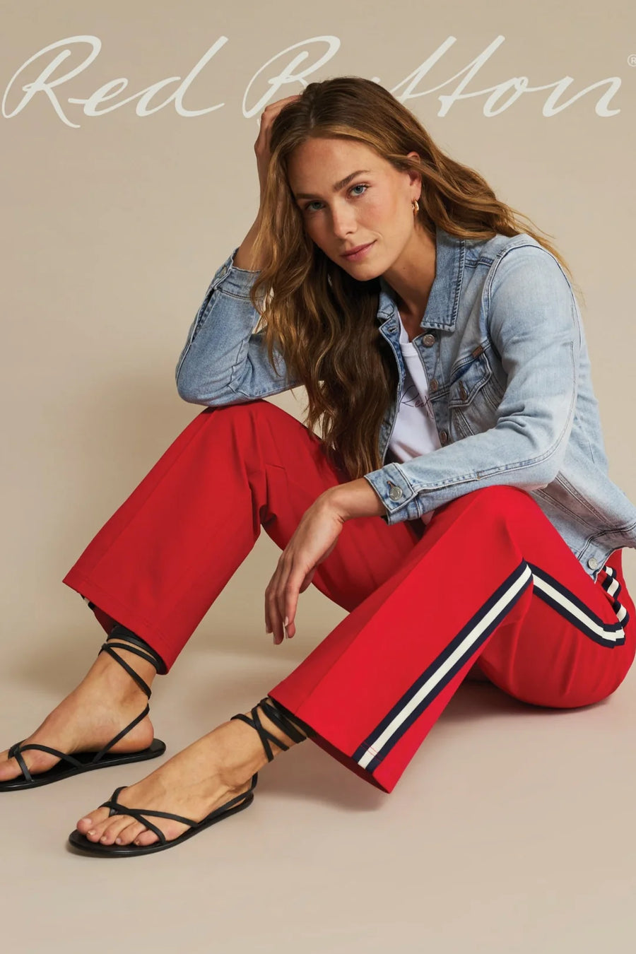 Red Button SRB442B Colette Punta drawstring sidetape red