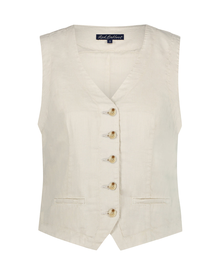 Red Button SRB4506 waistcoat cotton linen pearl