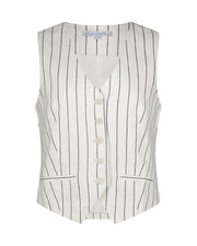 Red Button SRB4541 waistcoat cotton linen stripe navy