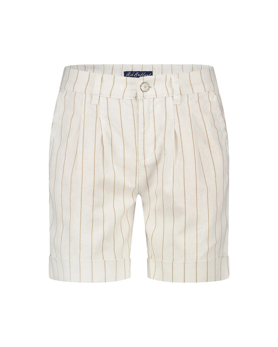 Red Button SRB4574 Cleo short cotton linen stripe high dark sand
