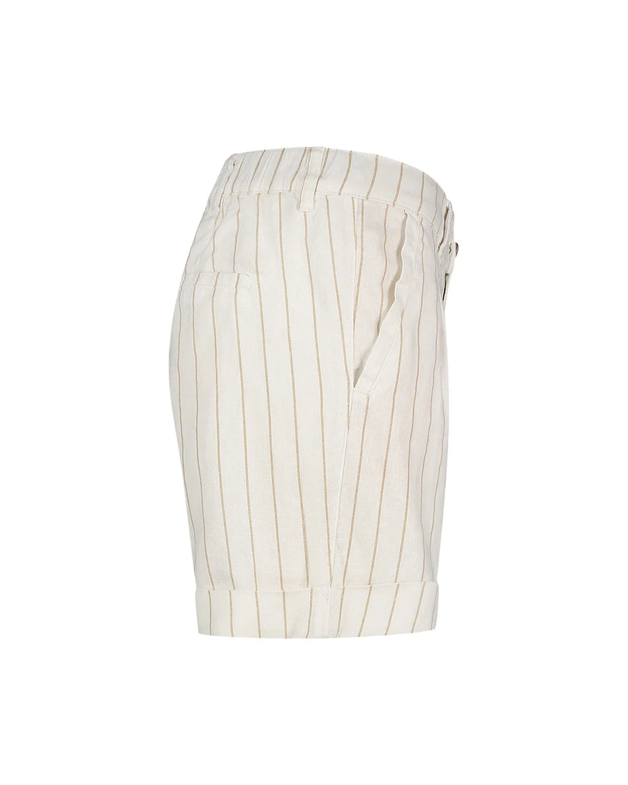 Red Button SRB4574 Cleo short cotton linen stripe high dark sand