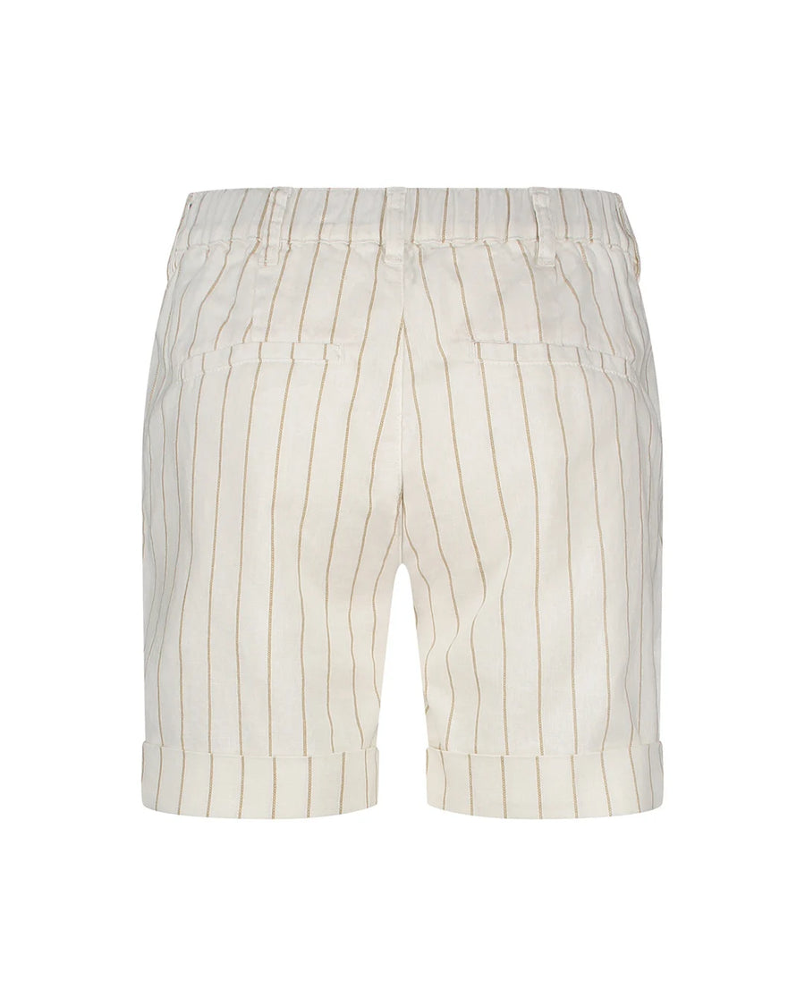 Red Button SRB4574 Cleo short cotton linen stripe high dark sand