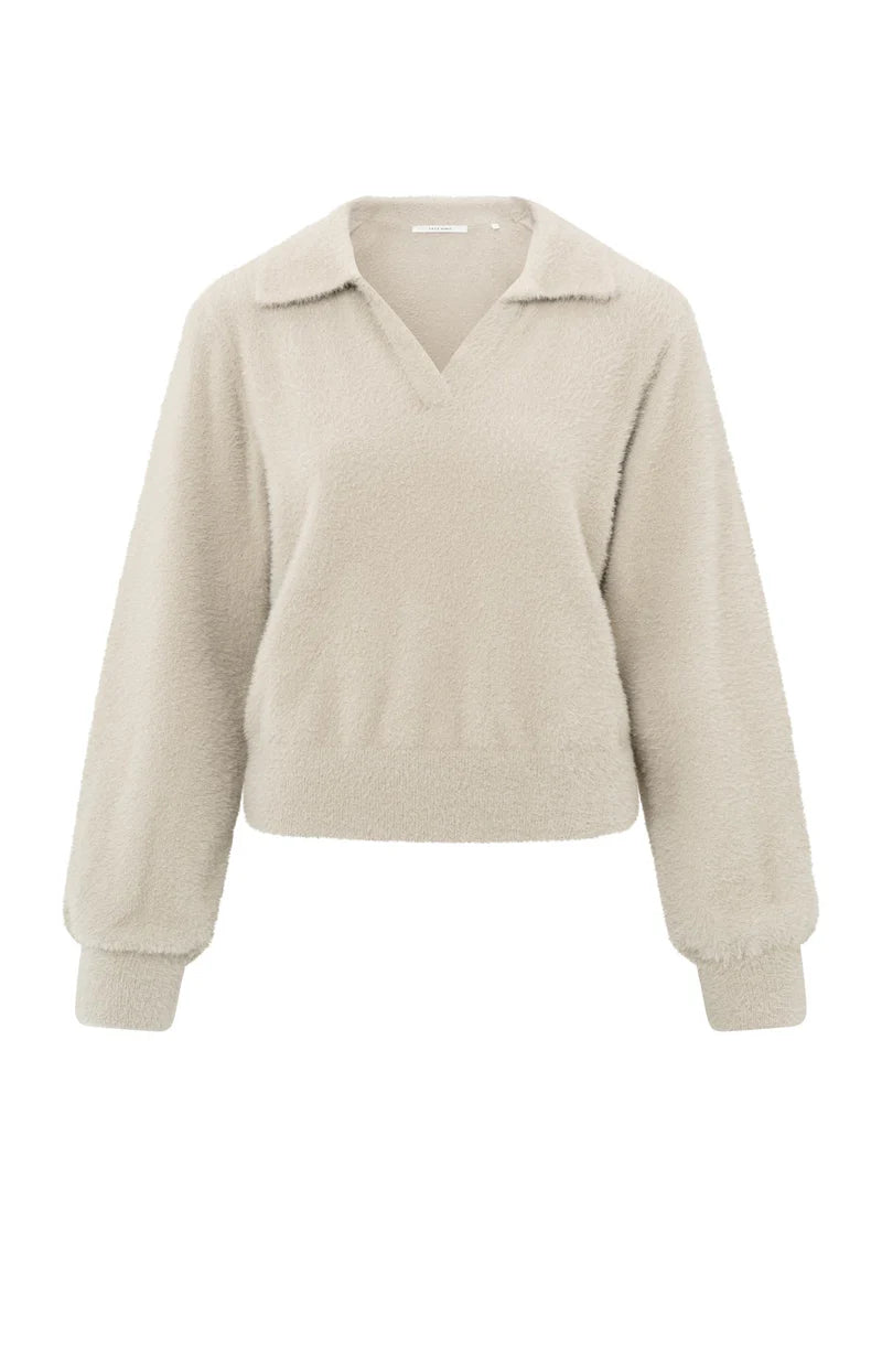 YAYA 01-000429-501 fluffy polo sweater