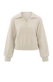 YAYA 01-000429-501 fluffy polo sweater