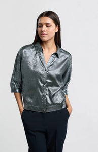 YAYA 01-201119-411 METALLIC BLOUSE GREY