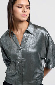 YAYA 01-201119-411 METALLIC BLOUSE GREY