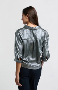 YAYA 01-201119-411 METALLIC BLOUSE GREY