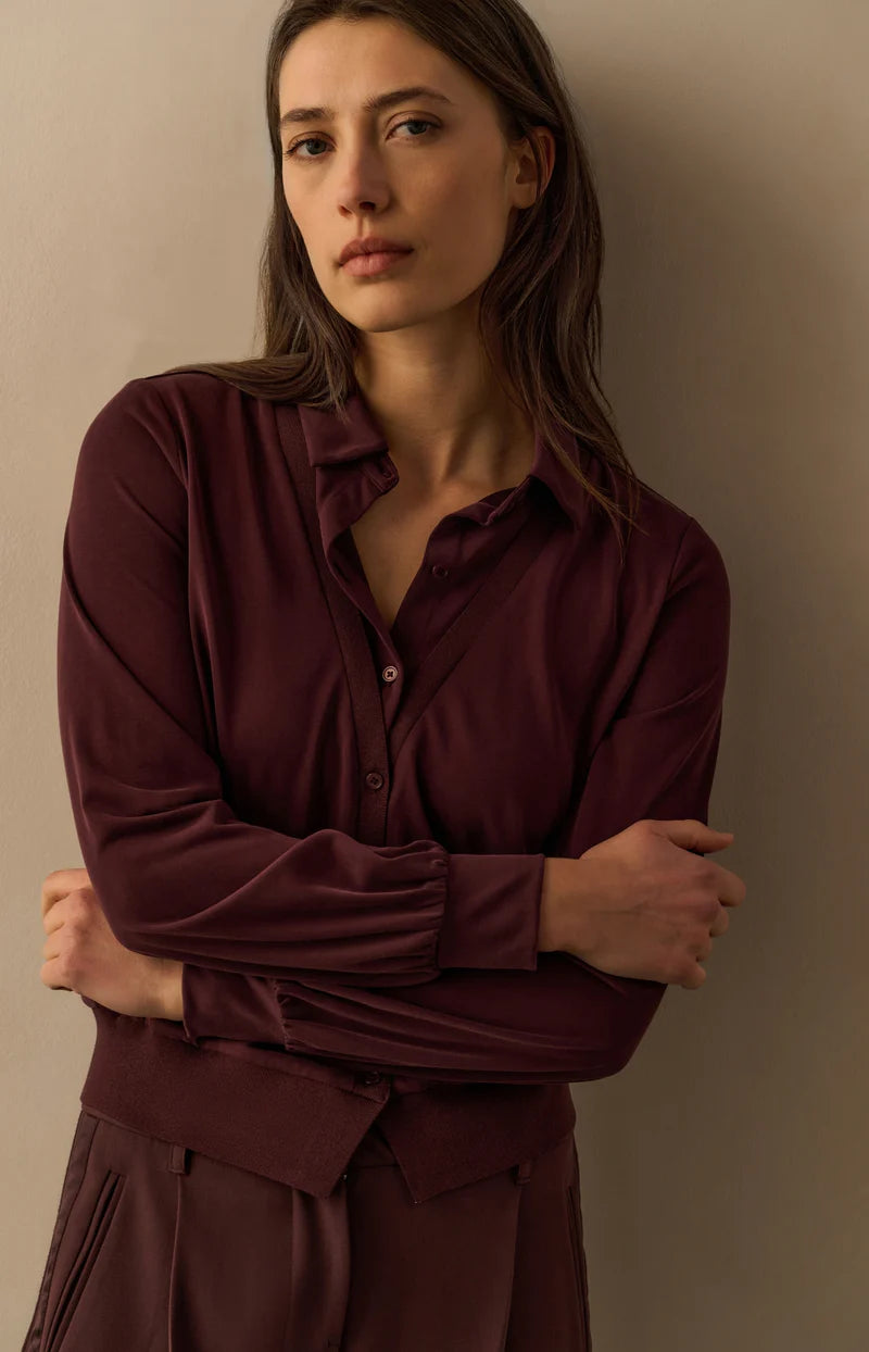 YAYA 01-709343-511 Jersey blouse double layer fudge