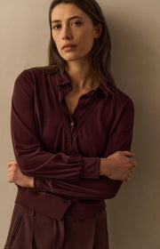 YAYA 01-709343-511 Jersey blouse double layer fudge