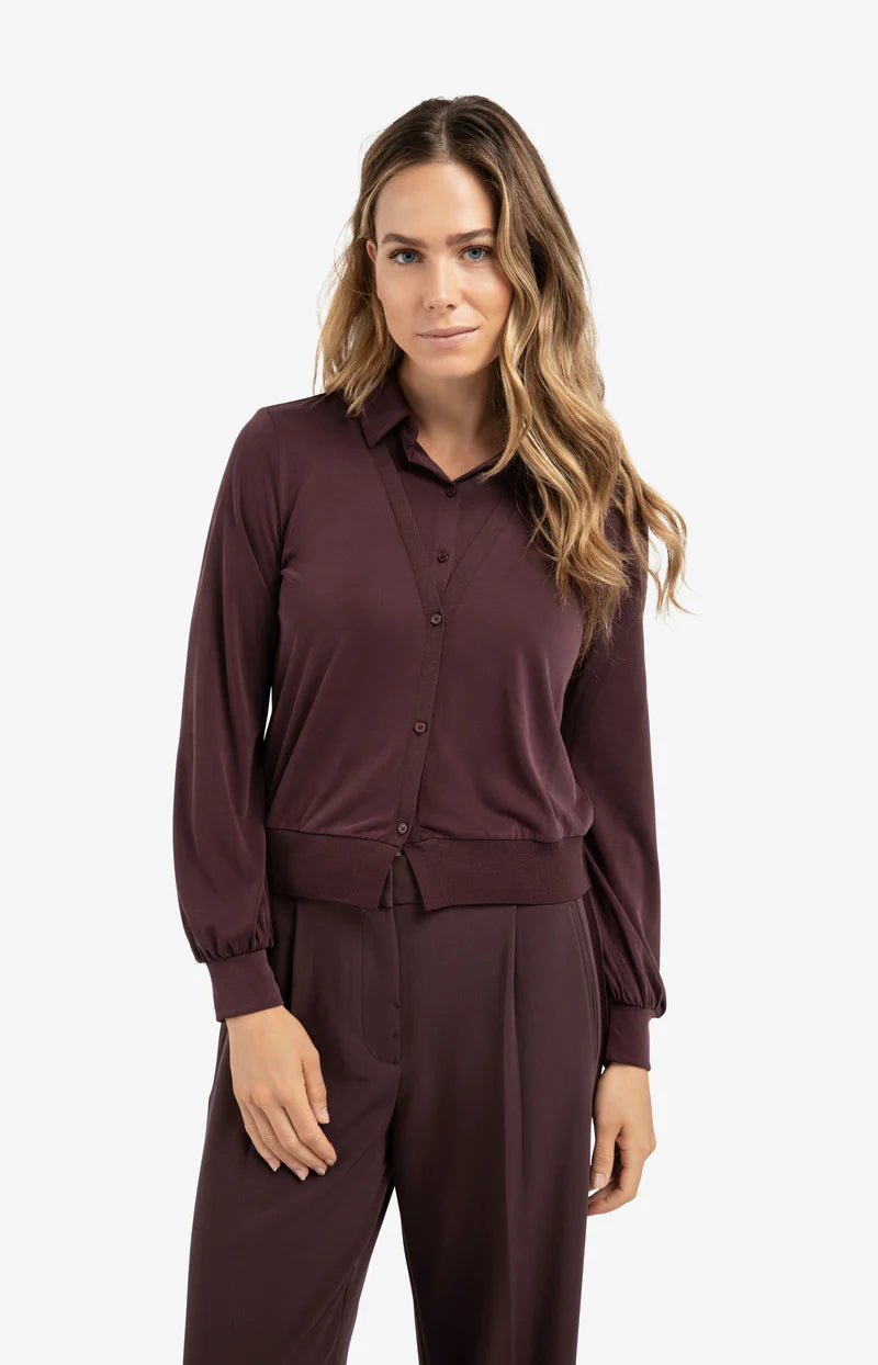YAYA 01-709343-511 Jersey blouse double layer fudge