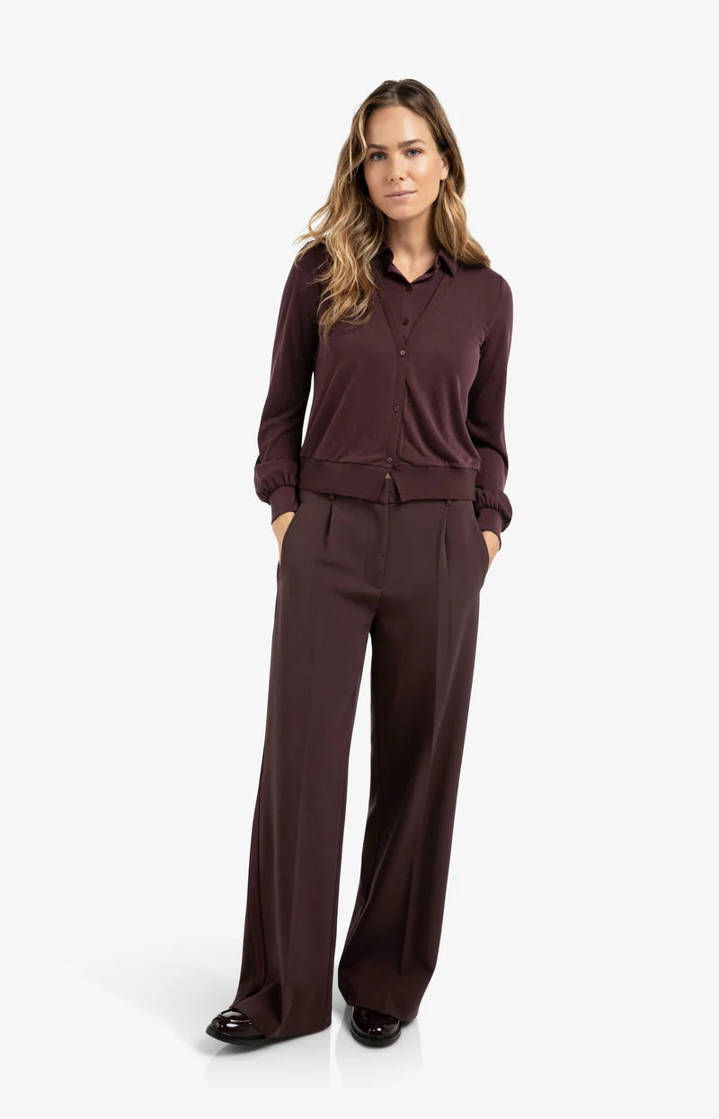 YAYA 01-709343-511 Jersey blouse double layer fudge