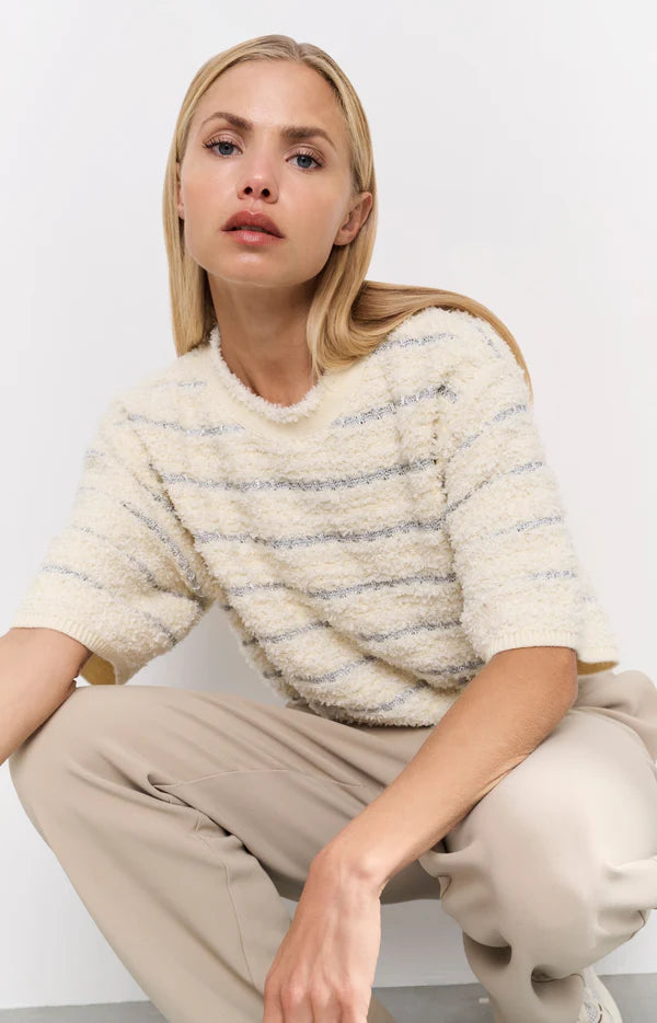 Yaya 01-000439-502 soft sweater with shiny stripes