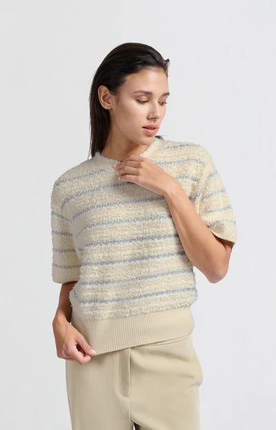 Yaya 01-000439-502 soft sweater with shiny stripes