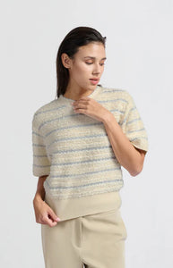 Yaya 01-000439-502 soft sweater with shiny stripes