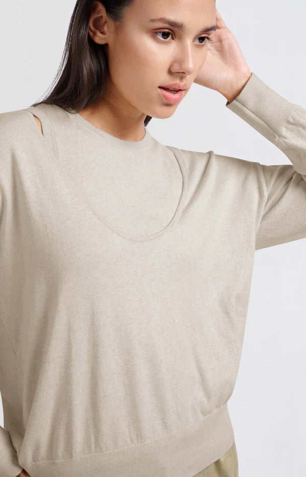 Yaya 01-000443-502 sweater with deep round neck