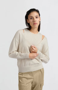 Yaya 01-000443-502 sweater with deep round neck