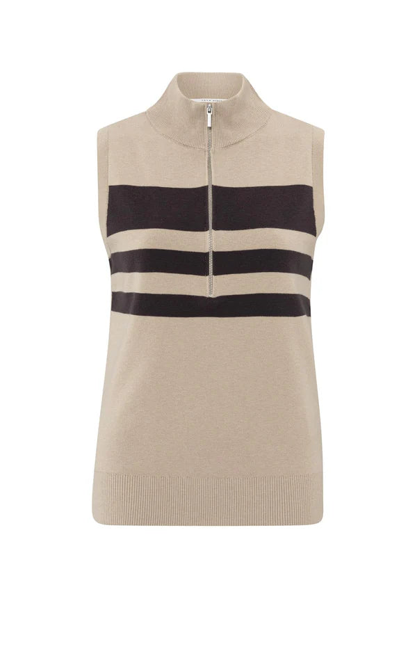 Yaya 01-000451-503 Sleeveless sweater with block stripe