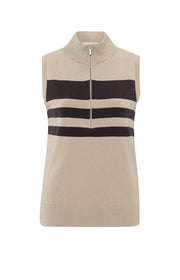 Yaya 01-000451-503 Sleeveless sweater with block stripe