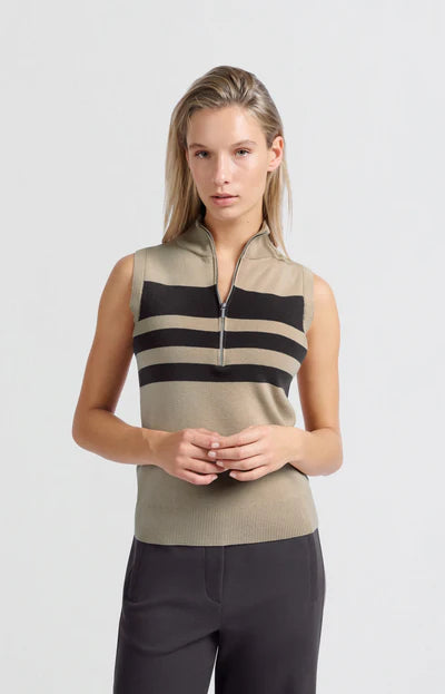 Yaya 01-000451-503 Sleeveless sweater with block stripe